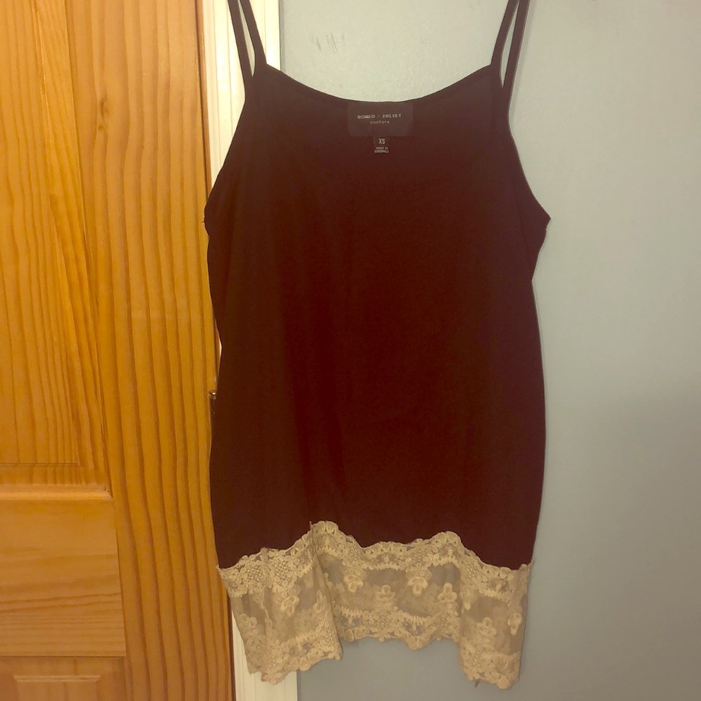 Black Dressy Tank With a Cream Lacey Bottom